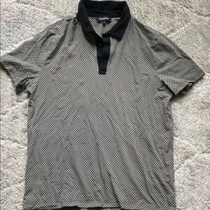 Express Men's Black and White Polo Shirt